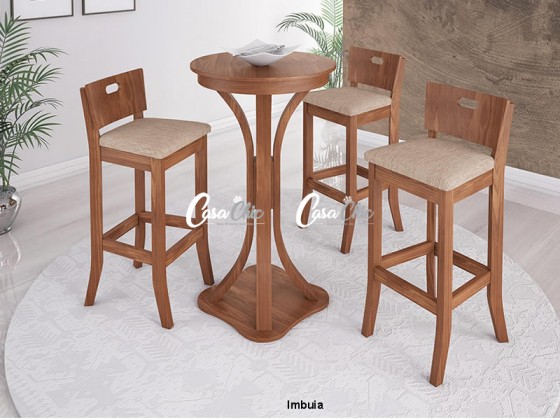 Conjunto Mesa Bistro Miller Interiores Europa Dubai com 04 Banquetas 0.65 x 0.65 Redonda